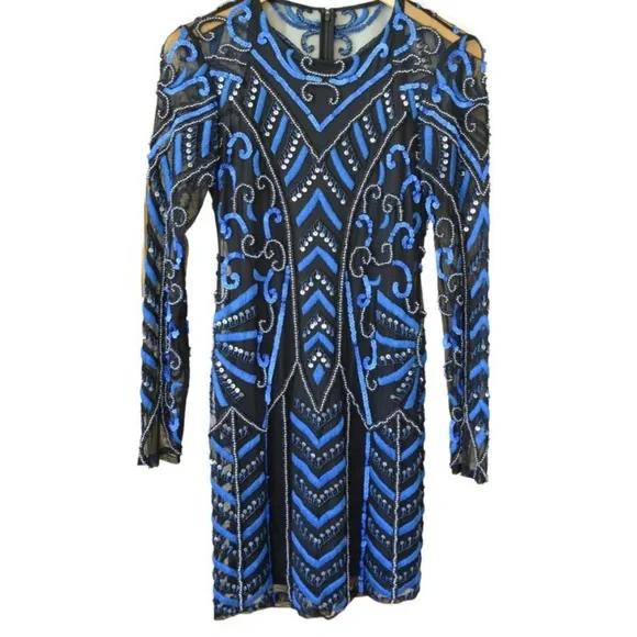 parker blue beaded dress Amazing 1970s Unlabeled Valentina Inc. Rainbow Colored Elaborate Sequi   Shrimpton Couture